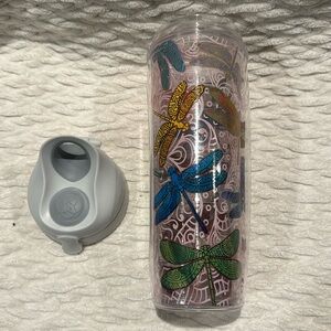 Tervis Dragonfly Mandala 24 Oz. Double Walled Cup Tumbler Pink Lid USA